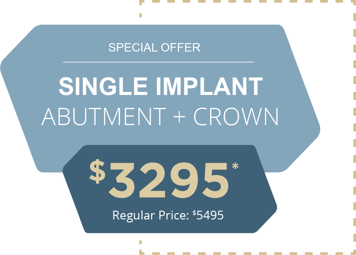 Single implant abutment and crown