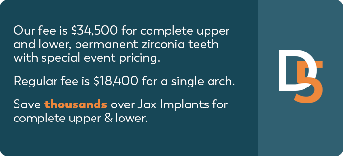 D5 Teeth comparison to Jax Implants & Dentures - Cost