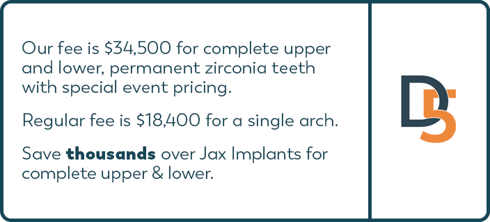 D5 Teeth comparison to Jax Implants & Dentures - Cost
