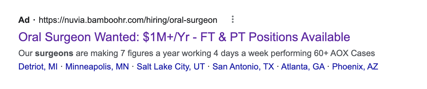 Nuvia Google Ad For Surgeon